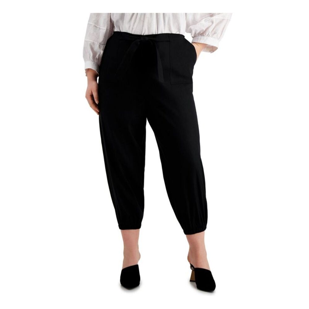 CALVIN KLEIN Womens Black Pocketed Wear To Work High Waist Pants Plus 2X